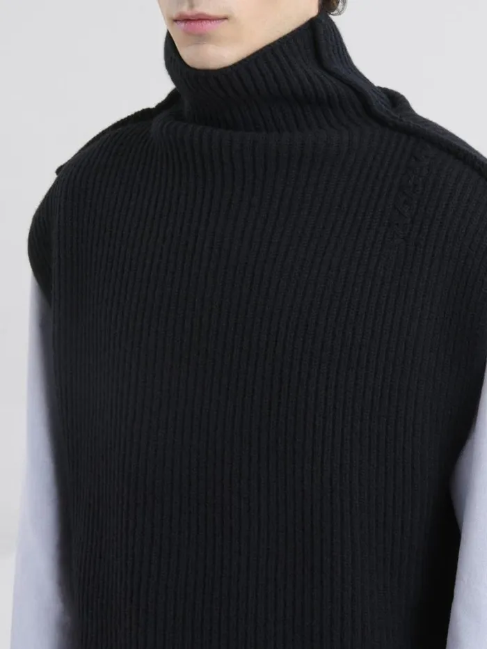 Men Marni Knitwear Black Ribbed Wool Vest