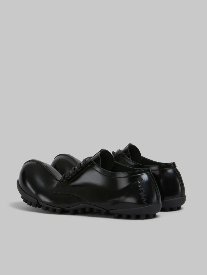 Men Marni Lace Up and Loafers Black Patent Leather Wave Lace Up