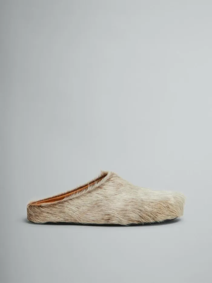 Men Marni Pablo Sneakers Beige Long Hair Calfskin Fussbett Sabot