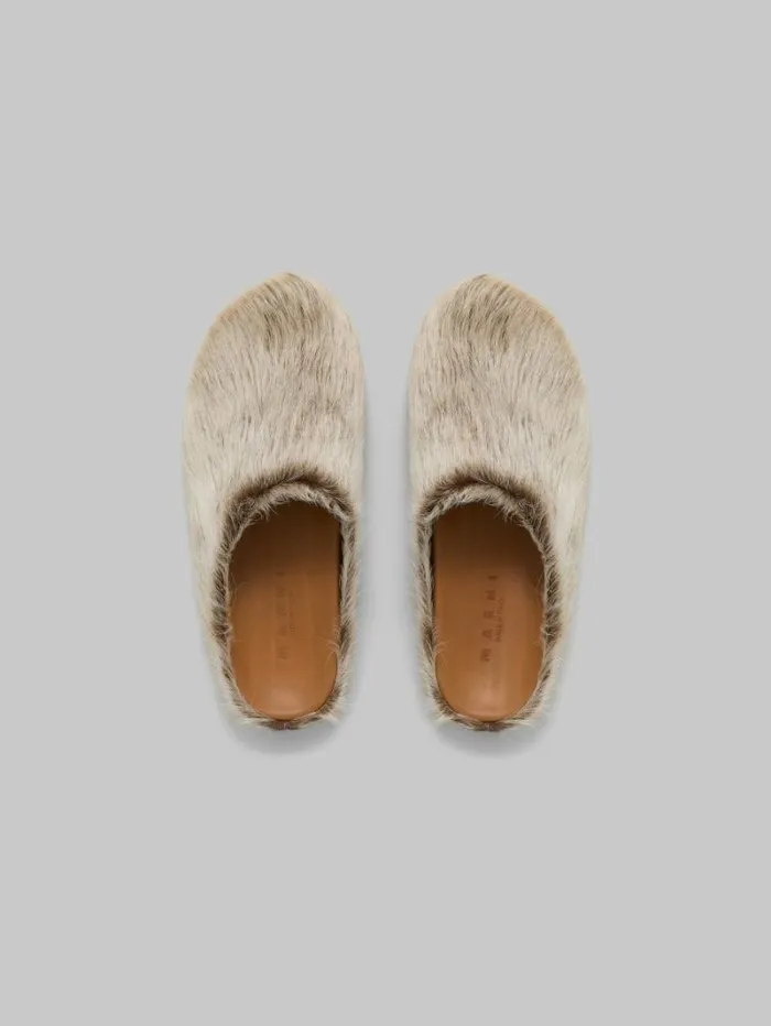 Men Marni Pablo Sneakers Beige Long Hair Calfskin Fussbett Sabot