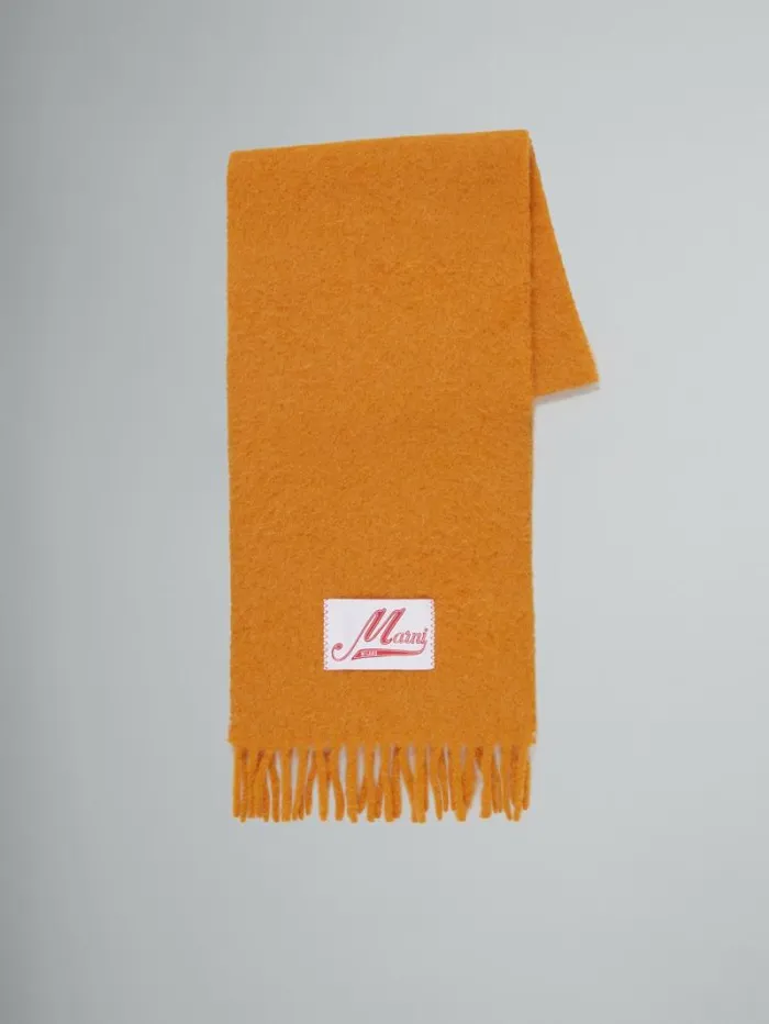 Men Marni Scarves Yellow Brushed Alpaca Scarf With Fringes