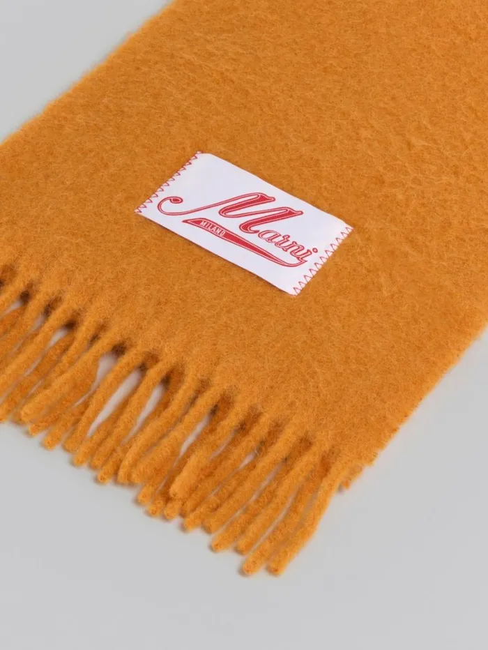 Men Marni Scarves Yellow Brushed Alpaca Scarf With Fringes