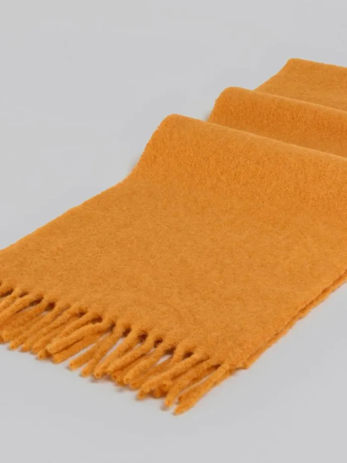Men Marni Scarves Yellow Brushed Alpaca Scarf With Fringes