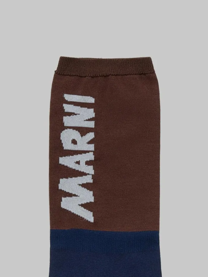 Men Marni Socks Brown And Blue Socks With Marni Logo