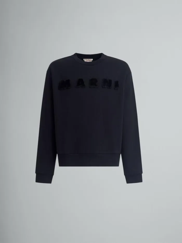 Men Marni Tops and Tshirts Black Organic Cotton Sweatshirt With Marni Logo