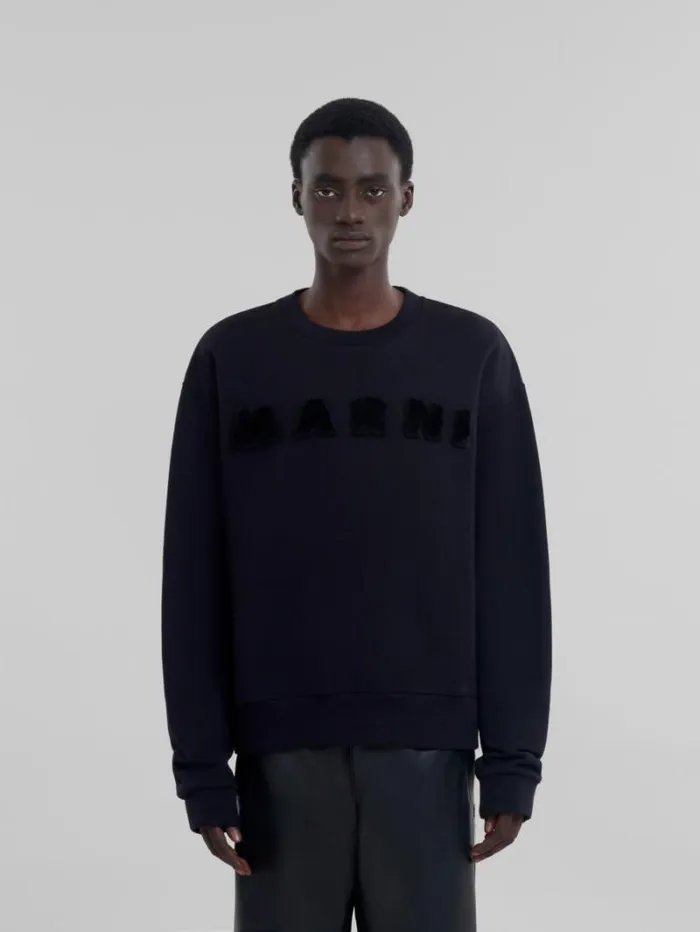 Men Marni Tops and Tshirts Black Organic Cotton Sweatshirt With Marni Logo