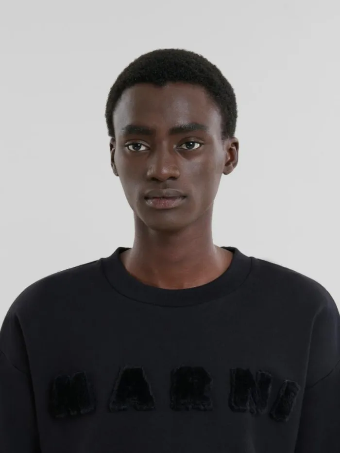 Men Marni Tops and Tshirts Black Organic Cotton Sweatshirt With Marni Logo