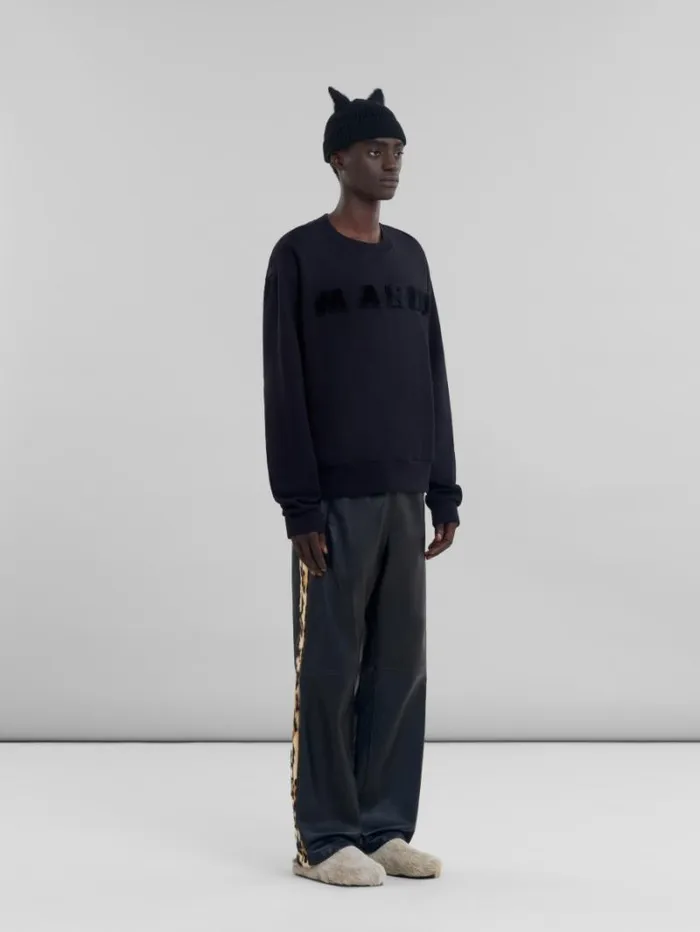 Men Marni Tops and Tshirts Black Organic Cotton Sweatshirt With Marni Logo