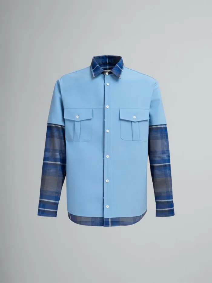 Men Marni Tops and Tshirts Blue Checked Wool MultiGarment Shirt