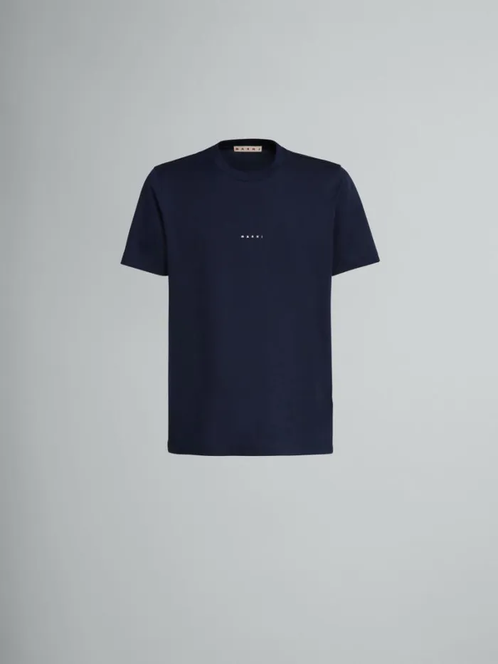 Men Marni Tops and Tshirts Dark Blue Organic Cotton TShirt With Logo