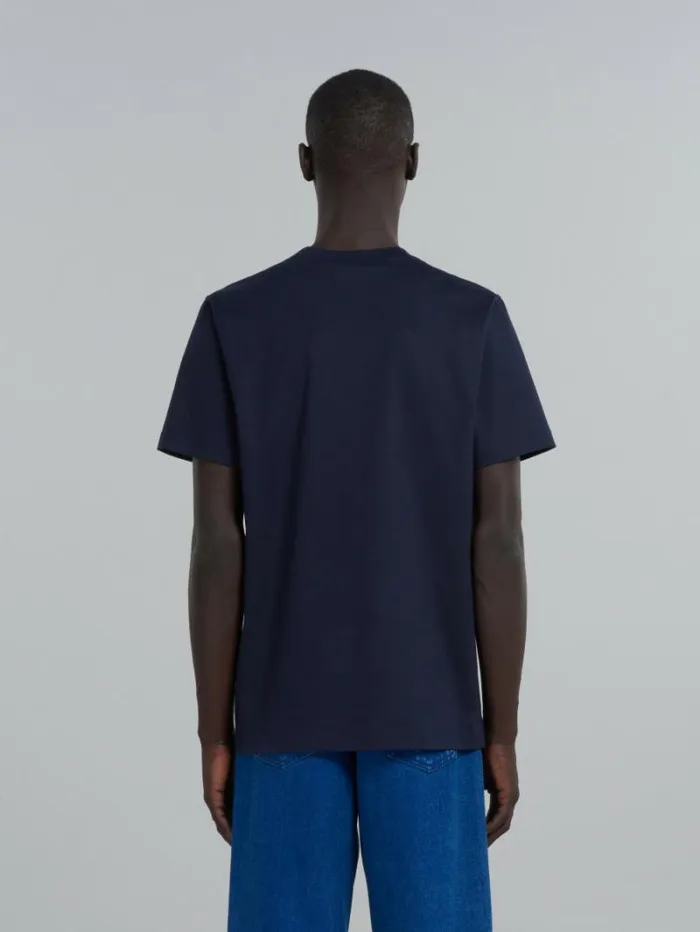 Men Marni Tops and Tshirts Dark Blue Organic Cotton TShirt With Logo