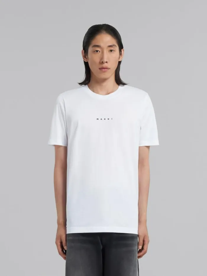 Men Marni Tops and Tshirts White Organic Cotton TShirt With Logo