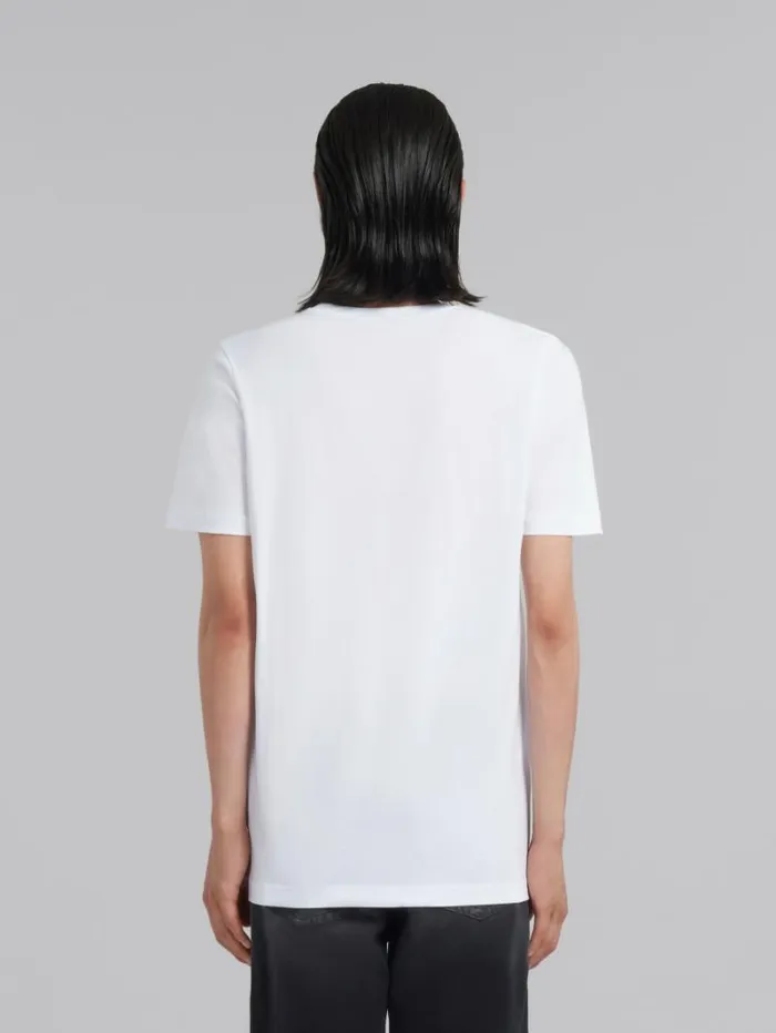 Men Marni Tops and Tshirts White Organic Cotton TShirt With Logo