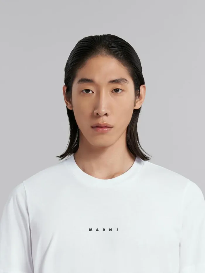 Men Marni Tops and Tshirts White Organic Cotton TShirt With Logo
