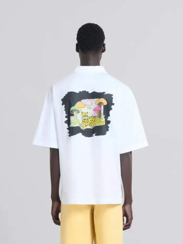 Men Marni Tops and Tshirts White Organic Jersey Polo Shirt With Back Print