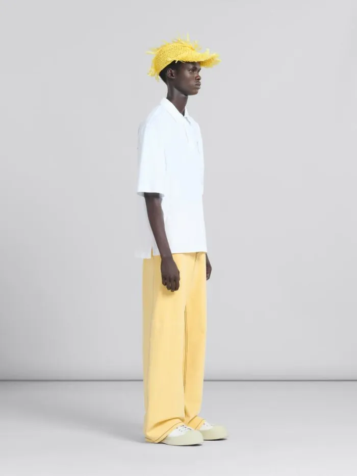 Men Marni Tops and Tshirts White Organic Jersey Polo Shirt With Back Print