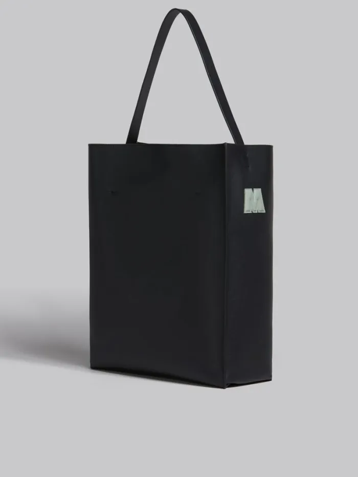 Men Marni Tote Bags Black And White Leather Museo Hobo Bag With Patches