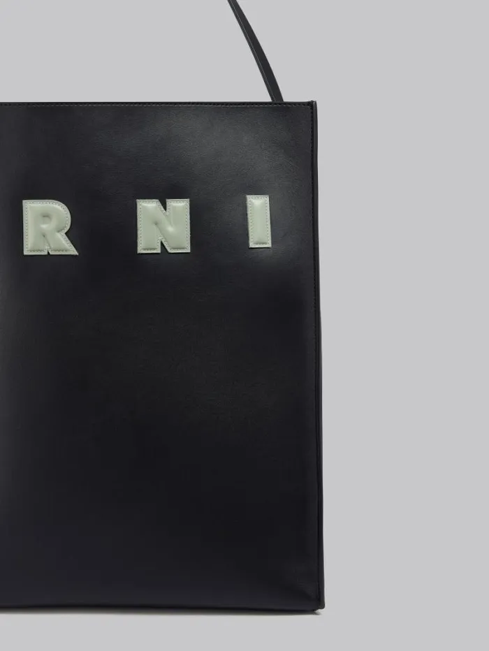 Men Marni Tote Bags Black And White Leather Museo Hobo Bag With Patches