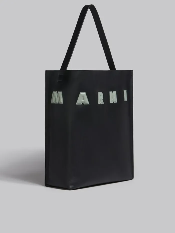 Men Marni Tote Bags Black And White Leather Museo Hobo Bag With Patches