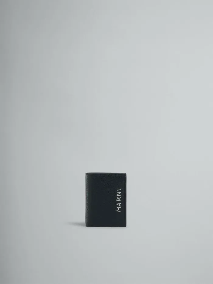 Men Marni Wallets and Small Leather Goods Black Leather Bifold Wallet With Marni Mending Embroidery Men Marni Wallets and Small Leather Goods Black Leather Bifold Wallet With Marni Mending Embroidery