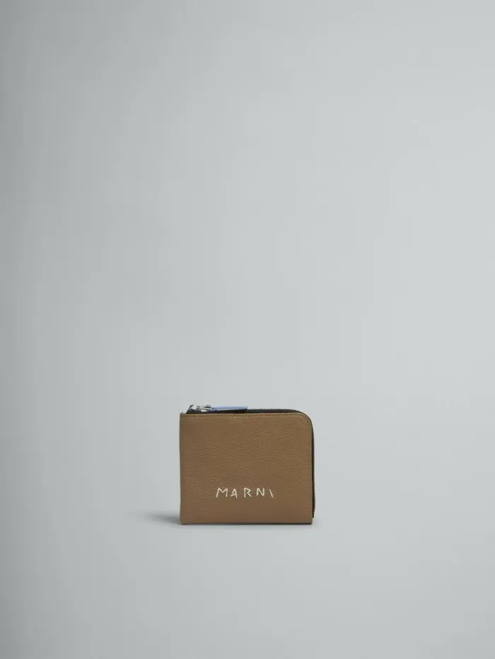 Men Marni Wallets and Small Leather Goods Brown Leather ZipAround Wallet With Marni Mending Men Marni Wallets and Small Leather Goods Brown Leather ZipAround Wallet With Marni Mending