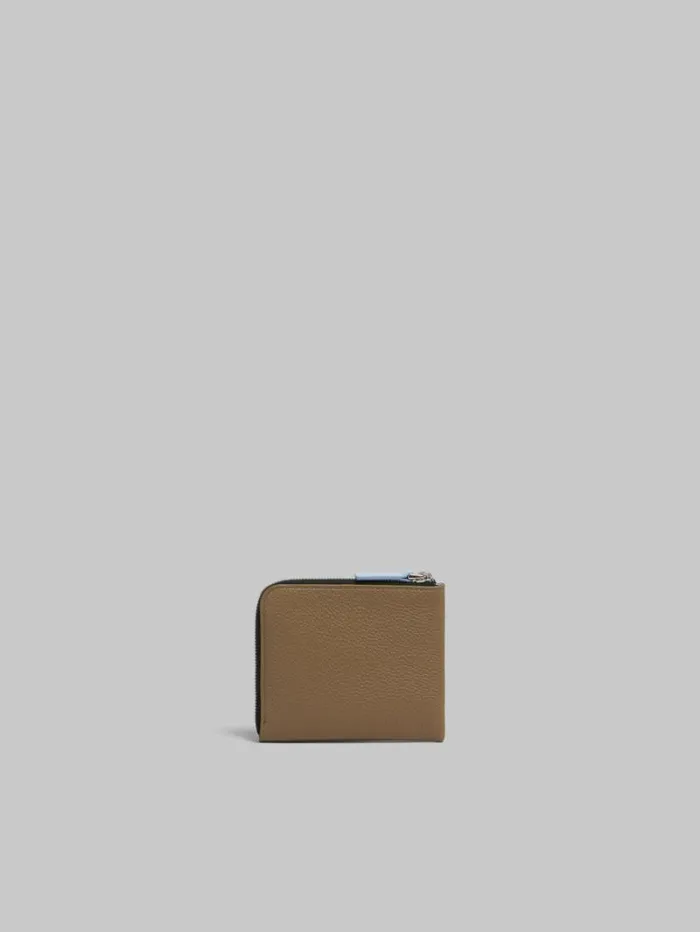 Men Marni Wallets and Small Leather Goods Brown Leather ZipAround Wallet With Marni Mending