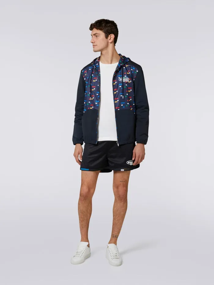Men Mesh Sports Shorts With Logo Black and Multicoloured Missoni Sport