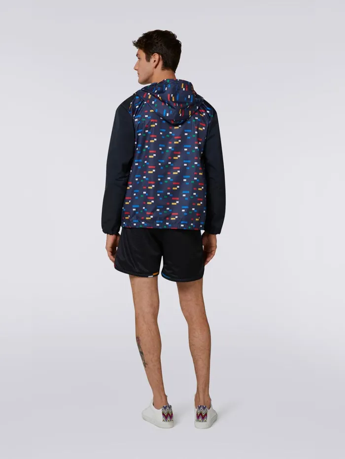 Men Mesh Sports Shorts With Logo Black and Multicoloured Missoni Sport