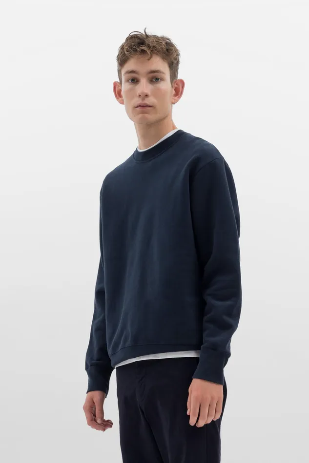 Men Organic Brushed Cotton Sweatshirt Dark Navy Norse Projects Sweatshirts