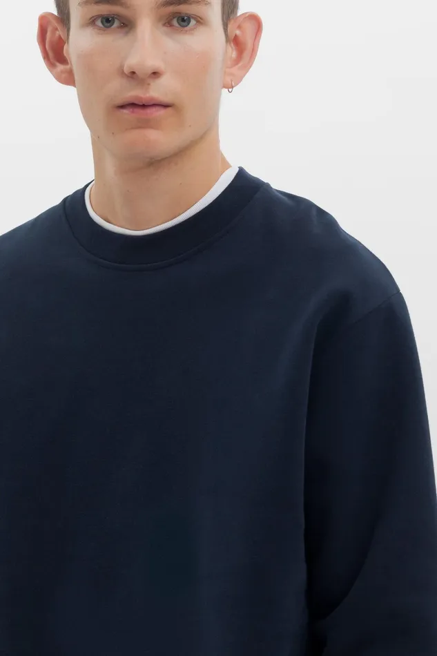 Men Organic Brushed Cotton Sweatshirt Dark Navy Norse Projects Sweatshirts