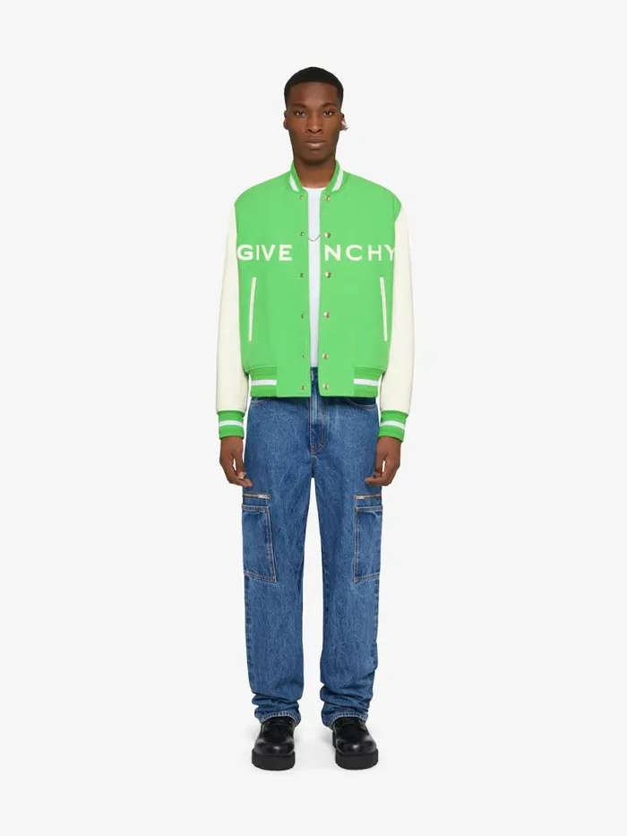 Men Outerwear and Blousons Givenchy GIVENCHY Varsity Jacket In Wool And Leather Bright Green Men Outerwear and Blousons Givenchy GIVENCHY Varsity Jacket In Wool And Leather Bright Green