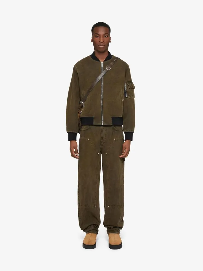 Men Outerwear and Blousons Givenchy Reversible Bomber Jacket In Denim Blackkhaki