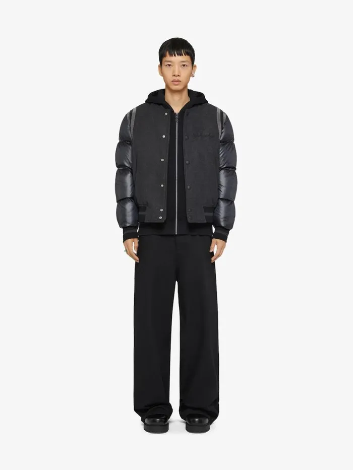 Men Outerwear and Blousons Givenchy Varsity Jacket In Wool With Puffer Sleeves And Back Blackgrey Men Outerwear and Blousons Givenchy Varsity Jacket In Wool With Puffer Sleeves And Back Blackgrey