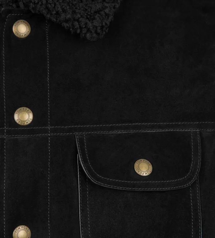 Men Outerwear Tom Ford Cashmere Suede Shearling Trucker Black Men Outerwear Tom Ford Cashmere Suede Shearling Trucker Black