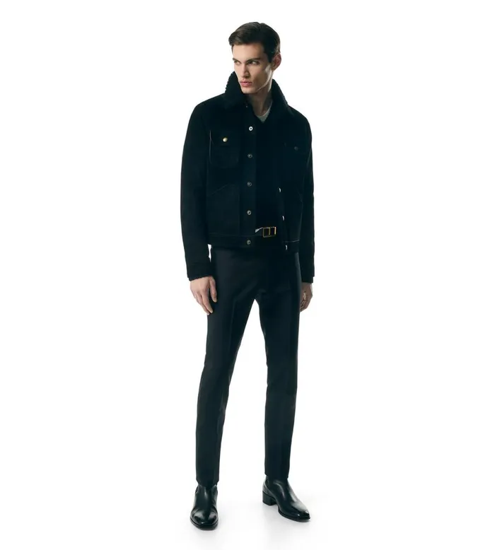 Men Outerwear Tom Ford Cashmere Suede Shearling Trucker Black Men Outerwear Tom Ford Cashmere Suede Shearling Trucker Black