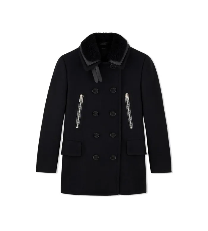 Men Outerwear Tom Ford Double Felt Peacoat Black