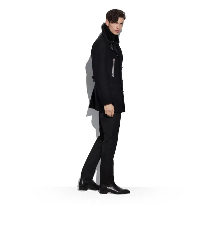 Men Outerwear Tom Ford Double Felt Peacoat Black Men Outerwear Tom Ford Double Felt Peacoat Black