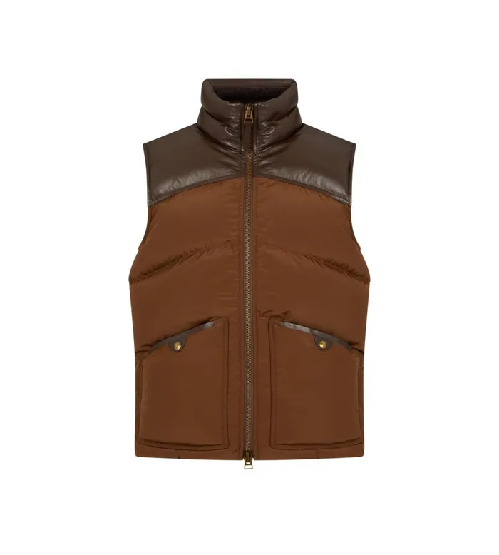 Men Outerwear Tom Ford Micro Ottoman Down Gilet Chocolate