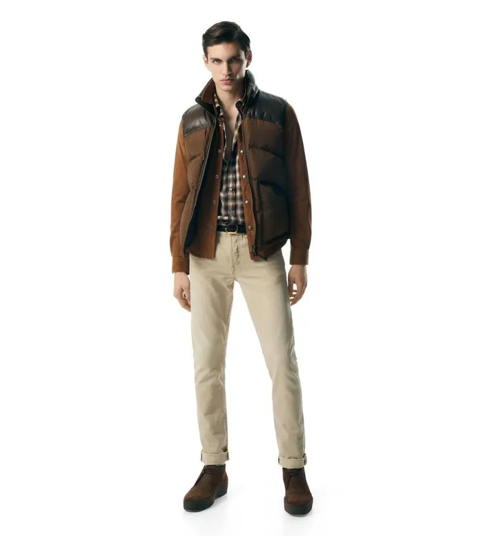 Men Outerwear Tom Ford Micro Ottoman Down Gilet Chocolate Men Outerwear Tom Ford Micro Ottoman Down Gilet Chocolate