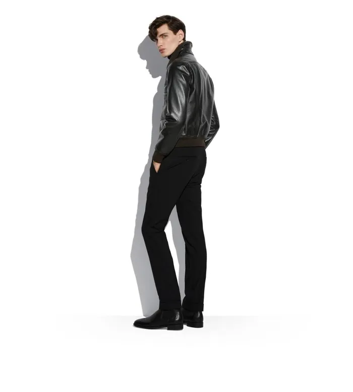 Men Outerwear Tom Ford Small Grain Shearling Collar Flight Bomber Black Men Outerwear Tom Ford Small Grain Shearling Collar Flight Bomber Black