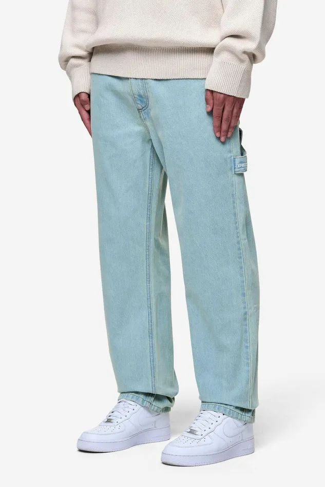 Men Pegador Basic Bottoms Daule Baggy Workwear Jeans Sand Washed Blue