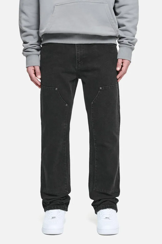 Men Pegador Basic Bottoms Vinto Carpenter Jeans Washed Black