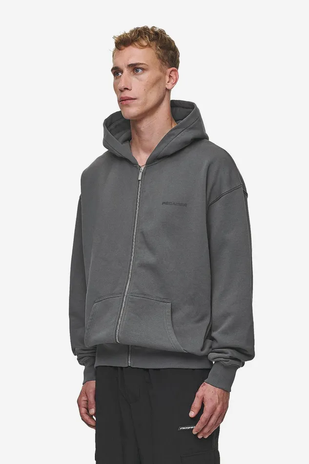 Men Pegador Hoodies Colne Logo Oversized Sweat Jacket Washed Anthracite Black Men Pegador Hoodies Colne Logo Oversized Sweat Jacket Washed Anthracite Black