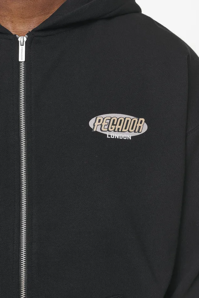 Men Pegador Hoodies County Oversized Sweat Jacket Vintage Washed Onyx Black Men Pegador Hoodies County Oversized Sweat Jacket Vintage Washed Onyx Black