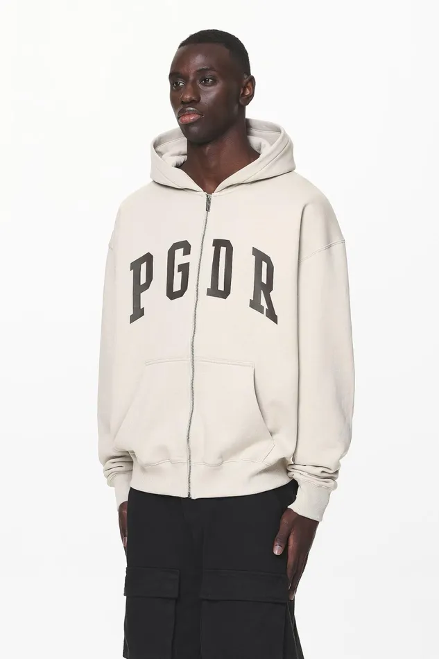 Men Pegador Hoodies Layton Oversized Sweat Jacket Washed Dust Cream Men Pegador Hoodies Layton Oversized Sweat Jacket Washed Dust Cream