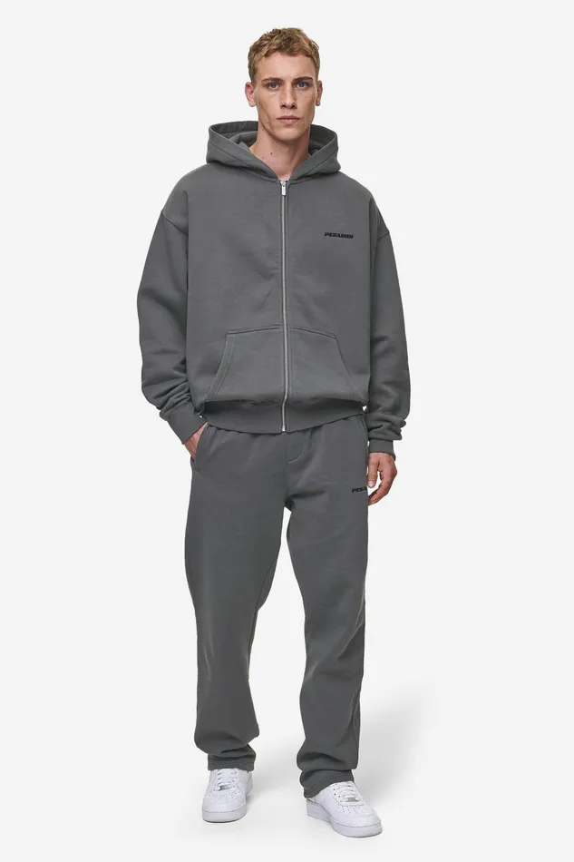Men Pegador Hoodies Logo Oversized Sweat Jacket Washed Anthracite Men Pegador Hoodies Logo Oversized Sweat Jacket Washed Anthracite