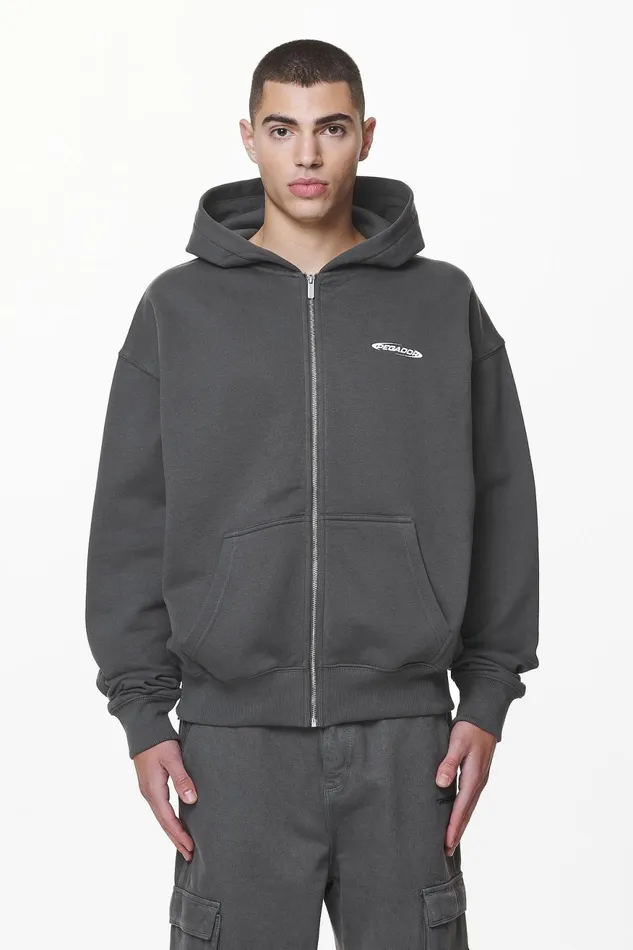 Men Pegador Hoodies Sanit Oversized Sweat Jacket Washed Volcano Grey Men Pegador Hoodies Sanit Oversized Sweat Jacket Washed Volcano Grey