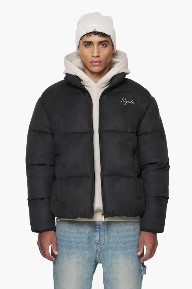 Men Pegador Jacken Neum Suede Puffer Jacket Black