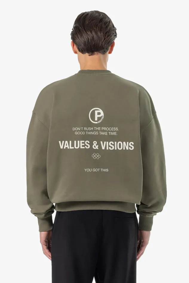 Men Pegador Sweaters Clinton Oversized Sweater Washed Faded Olive
