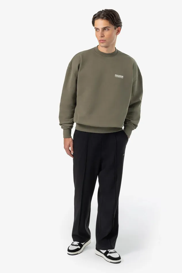 Men Pegador Sweaters Clinton Oversized Sweater Washed Faded Olive Men Pegador Sweaters Clinton Oversized Sweater Washed Faded Olive